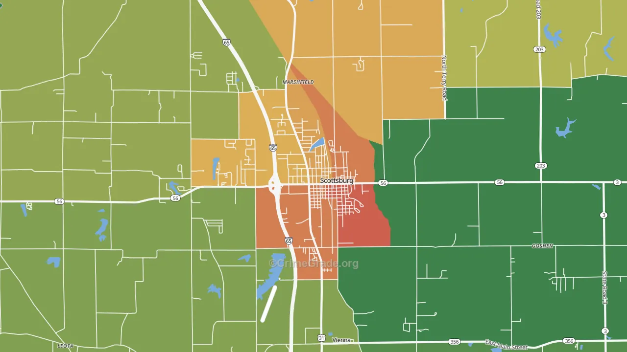 Scottsburg, IN Map of Theft Rates