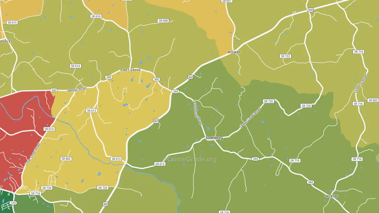 Scottsburg, VA Map of Theft Rates