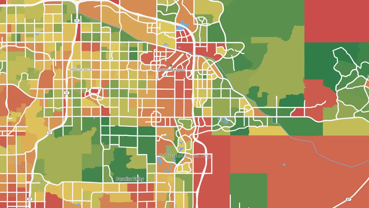 Scottsdale, AZ Map of Theft Rates