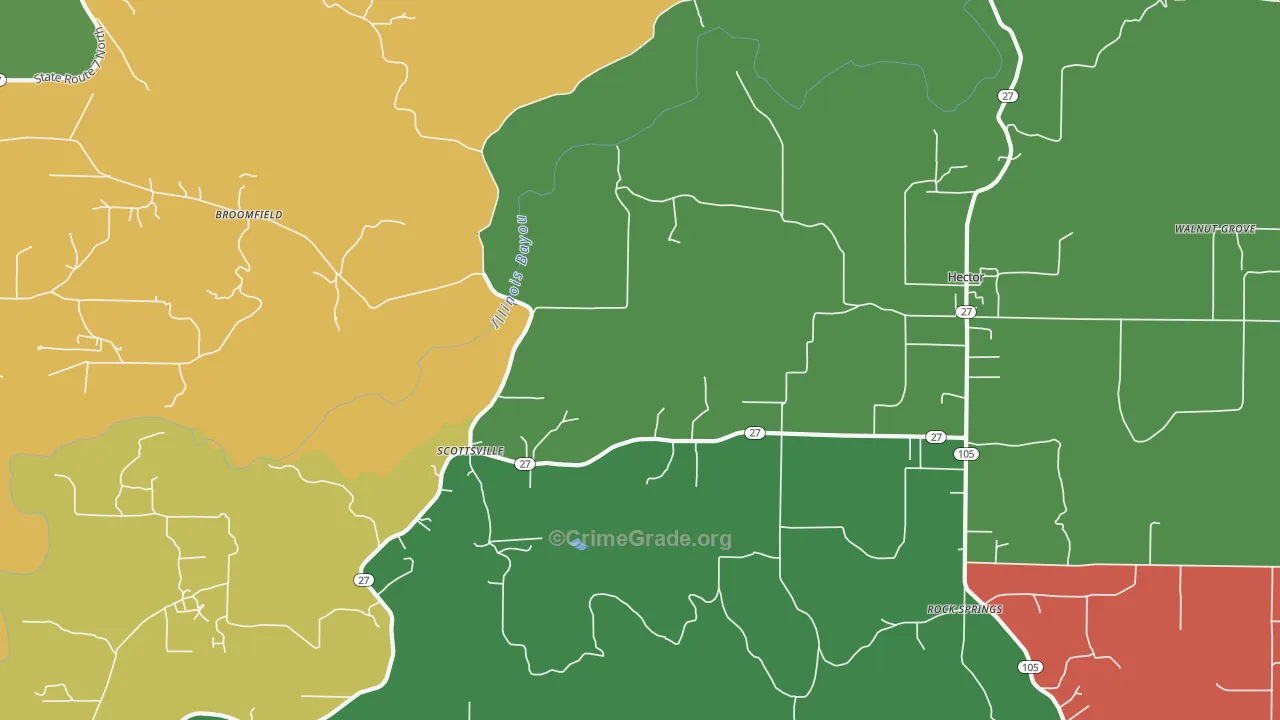 Scottsville, AR Map of Theft Rates