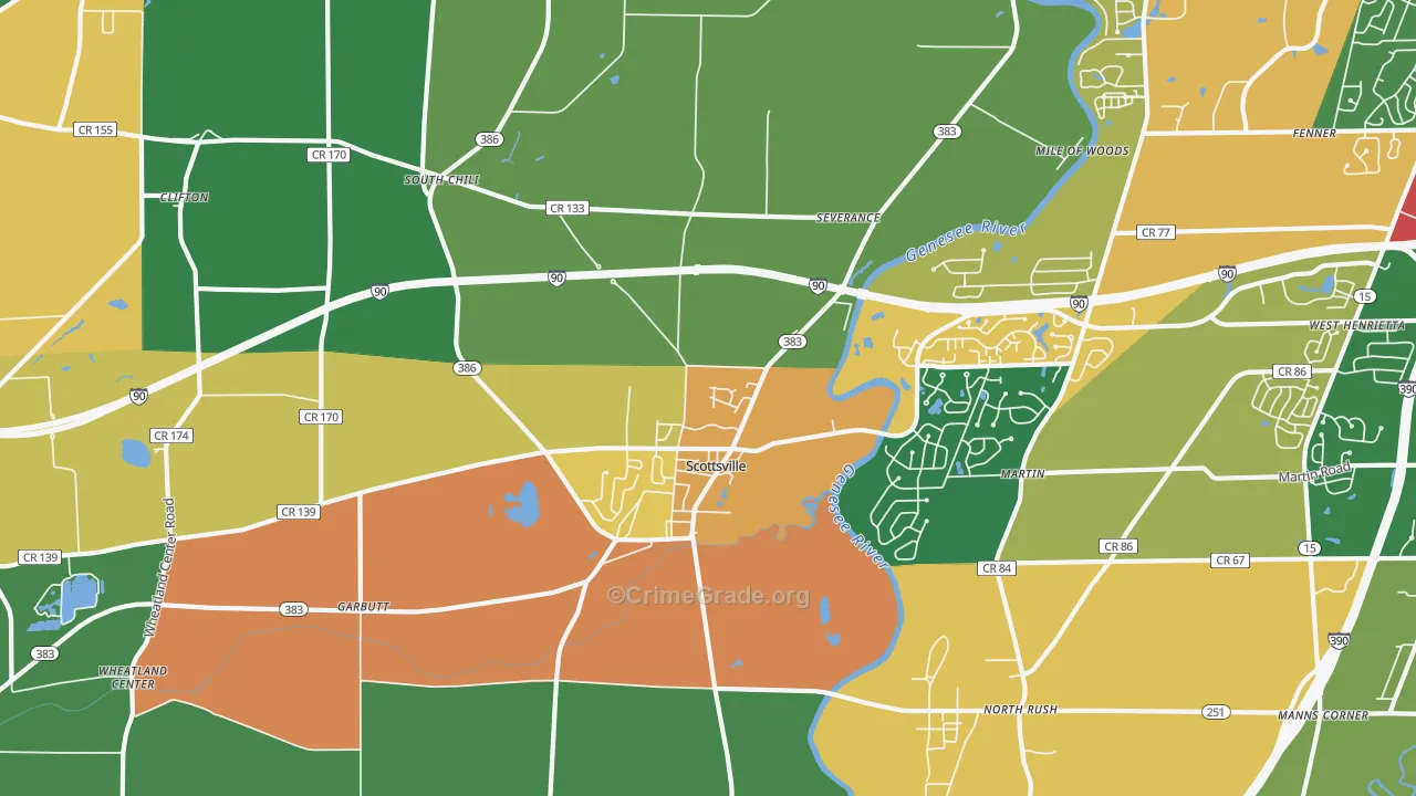 Scottsville, NY Map of Theft Rates