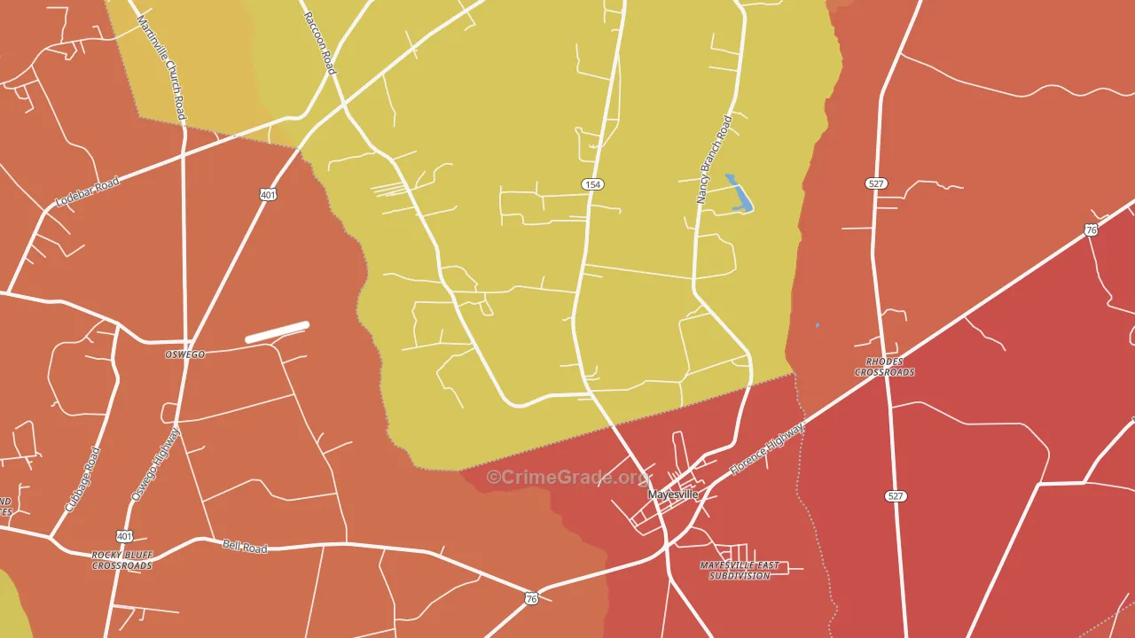 Scottsville, SC Map of Theft Rates