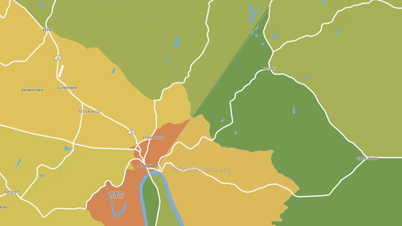Scottsville, VA Map of Theft Rates