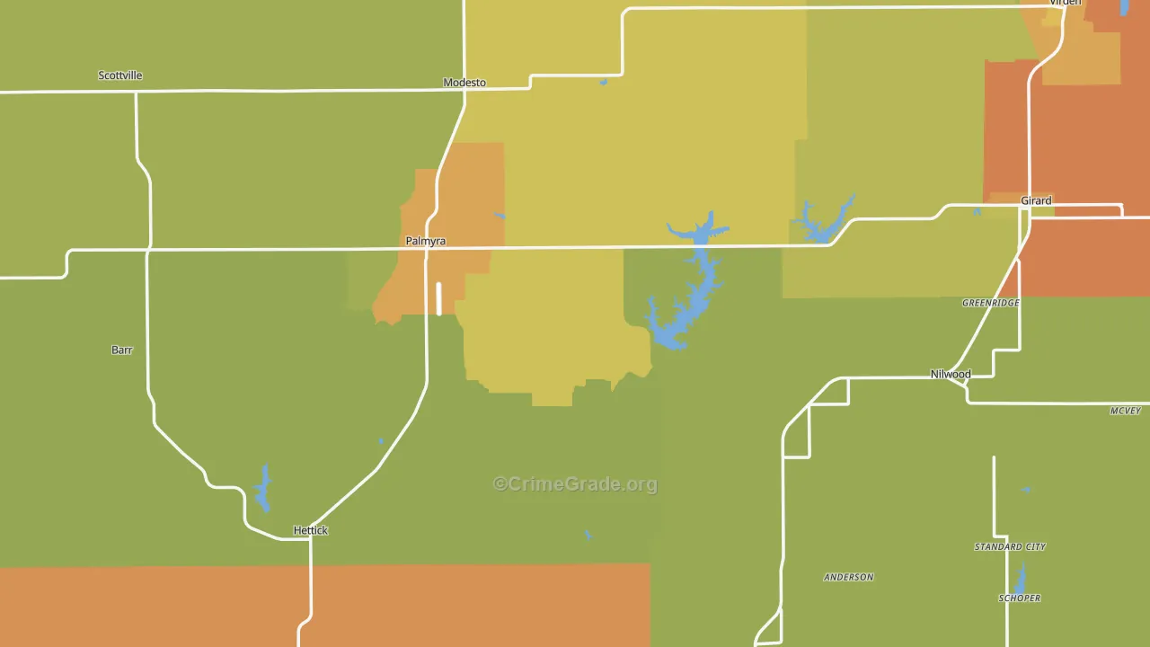 Scottville, IL Map of Theft Rates