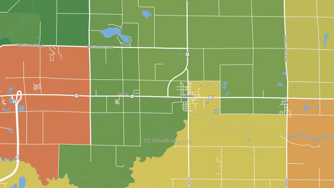 Scottville, MI Map of Theft Rates