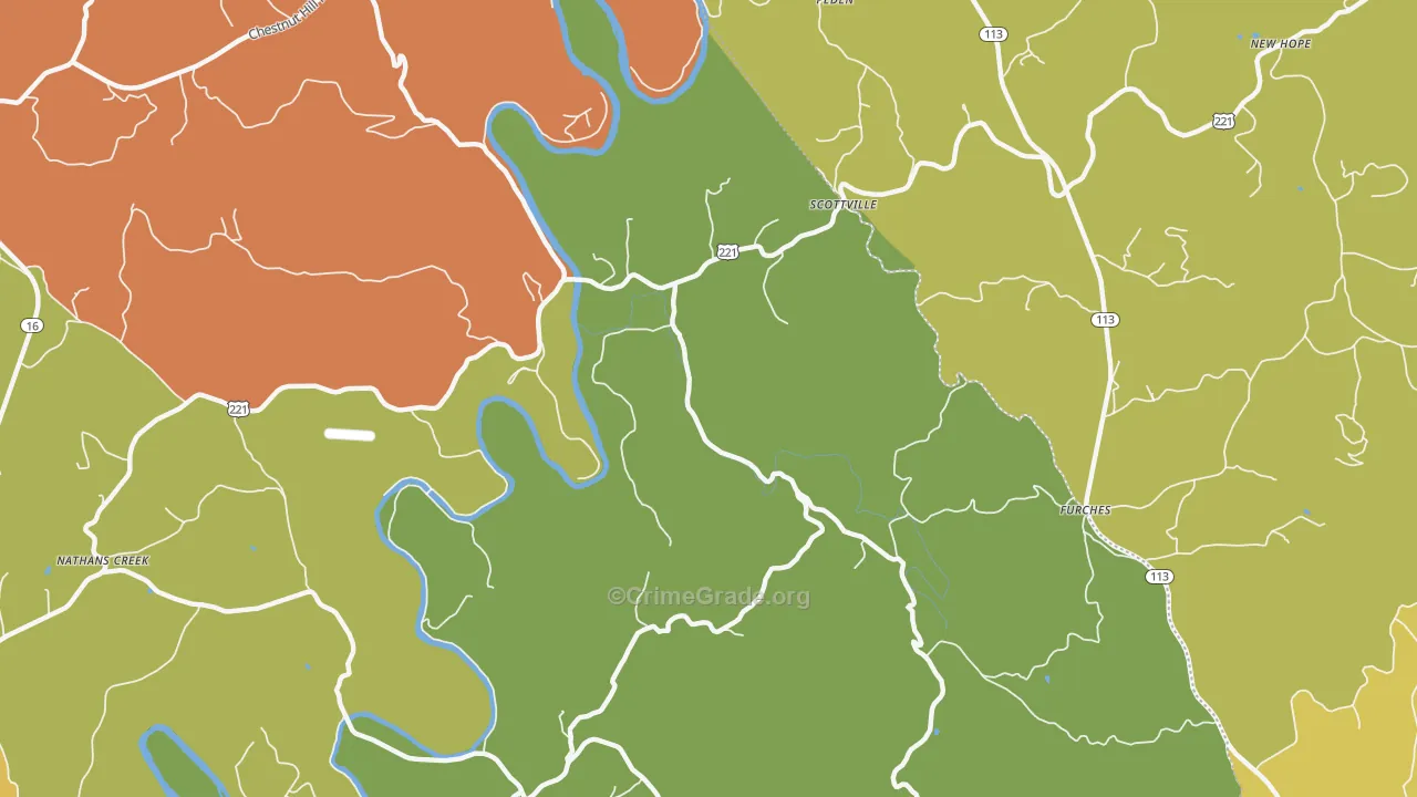 Scottville, NC Map of Theft Rates