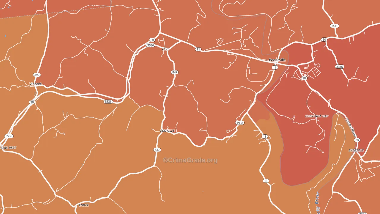 Scoville, KY Map of Theft Rates