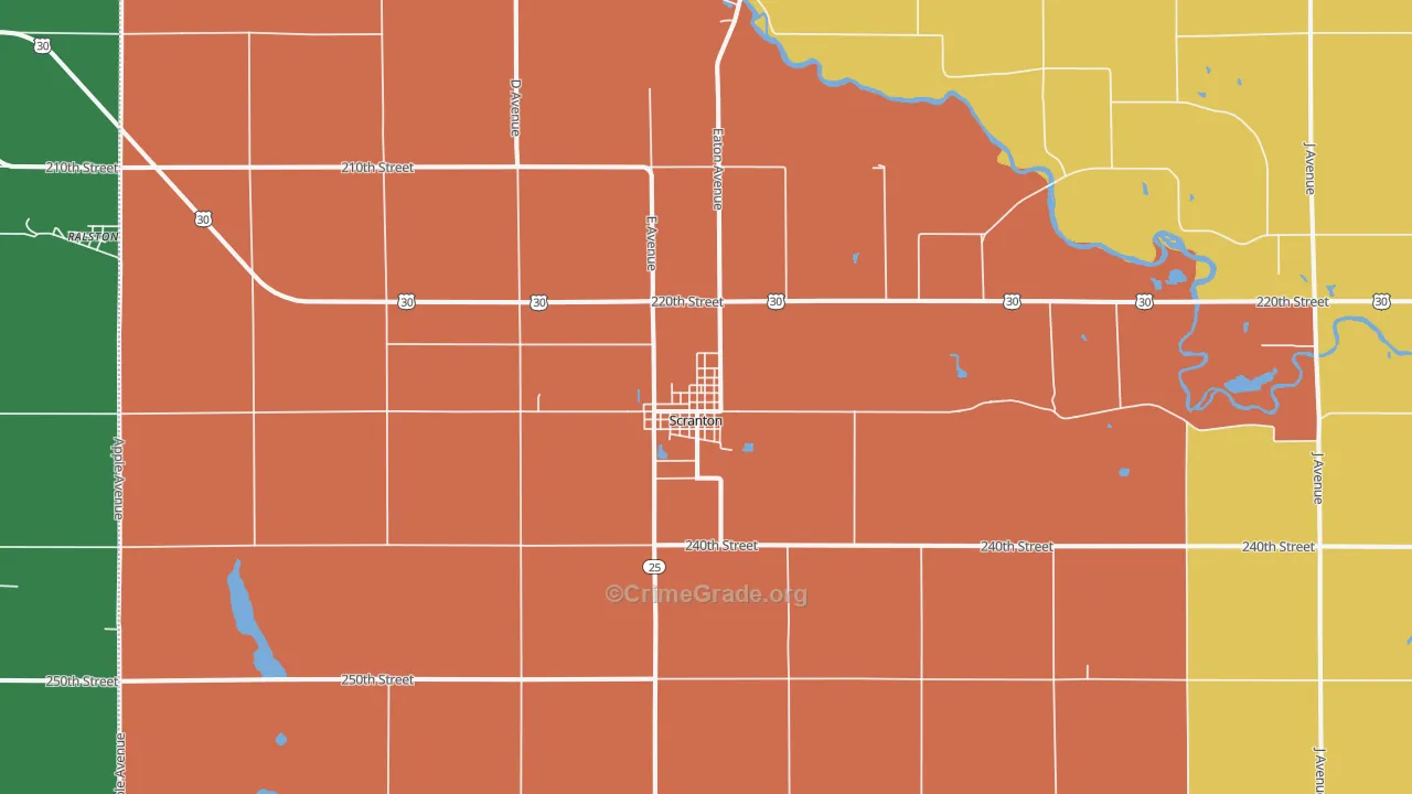Scranton, IA Map of Theft Rates