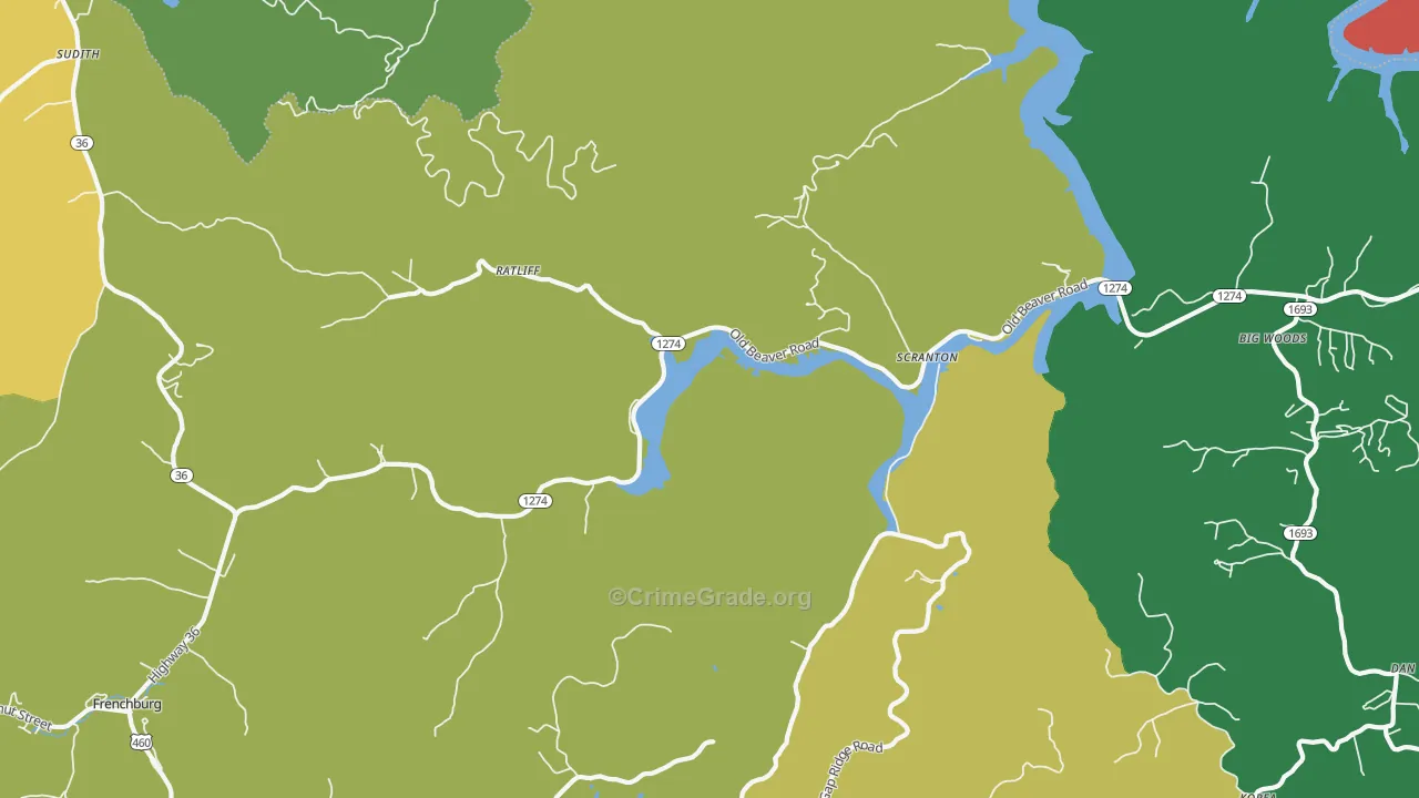 Scranton, KY Map of Theft Rates
