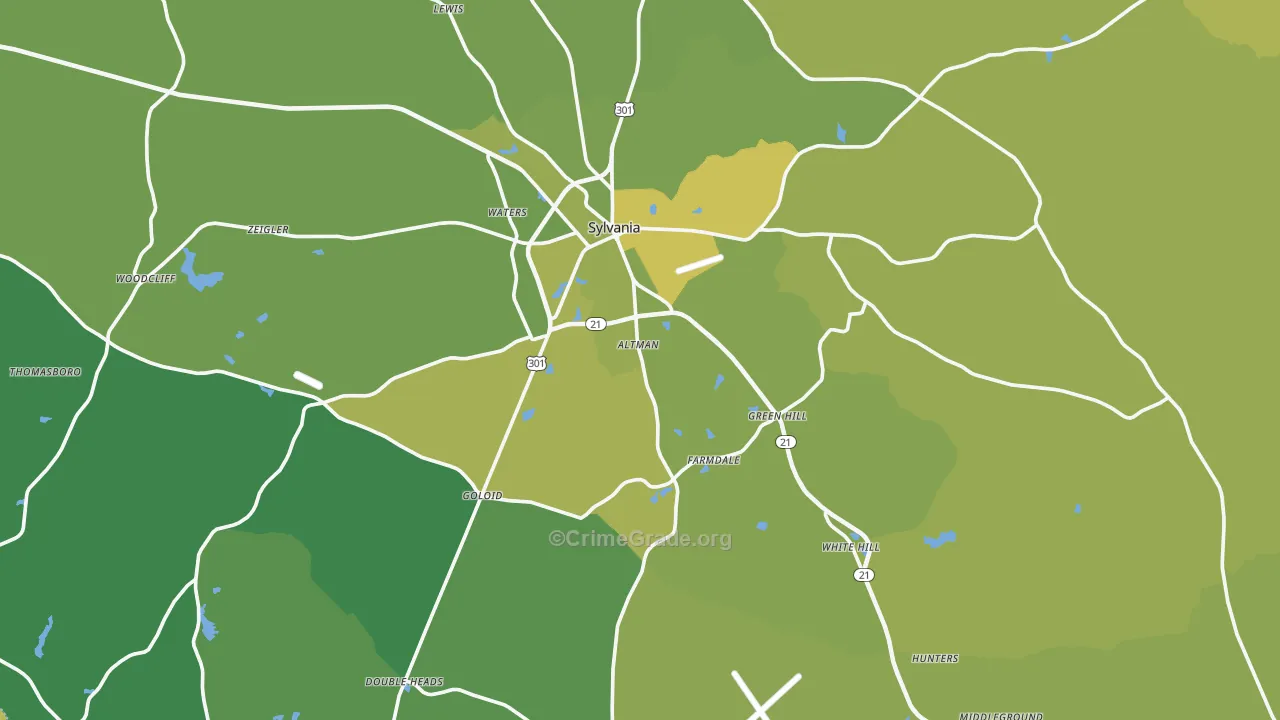 Screven County, GA Map of Theft Rates