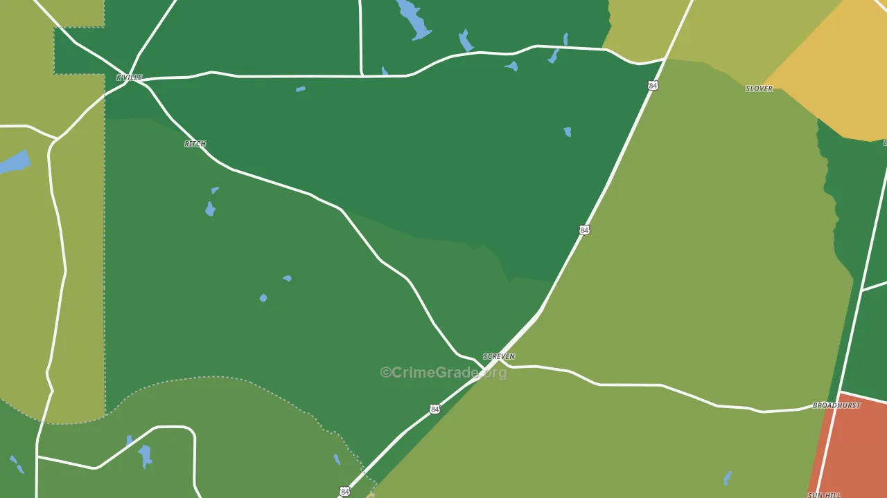 Screven, GA Map of Theft Rates