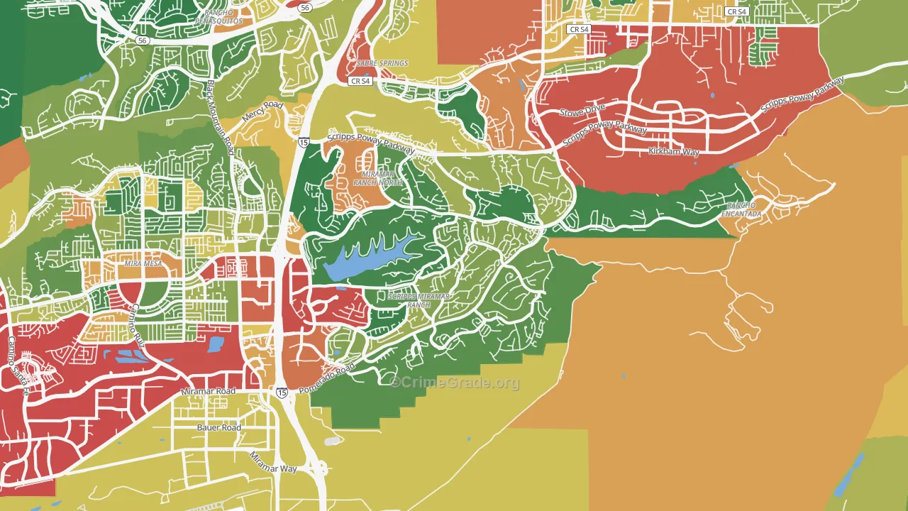 Scripps Ranch, San Diego, CA Map of Theft Rates