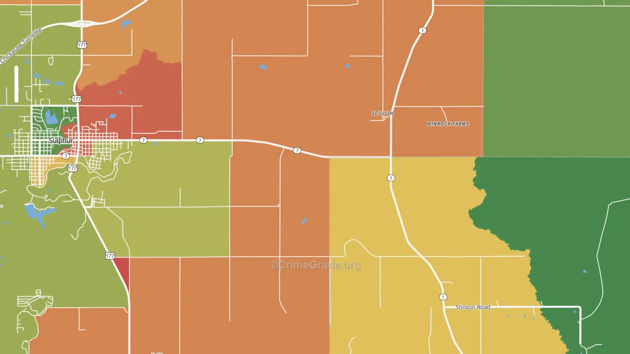 Scullin, OK Map of Theft Rates