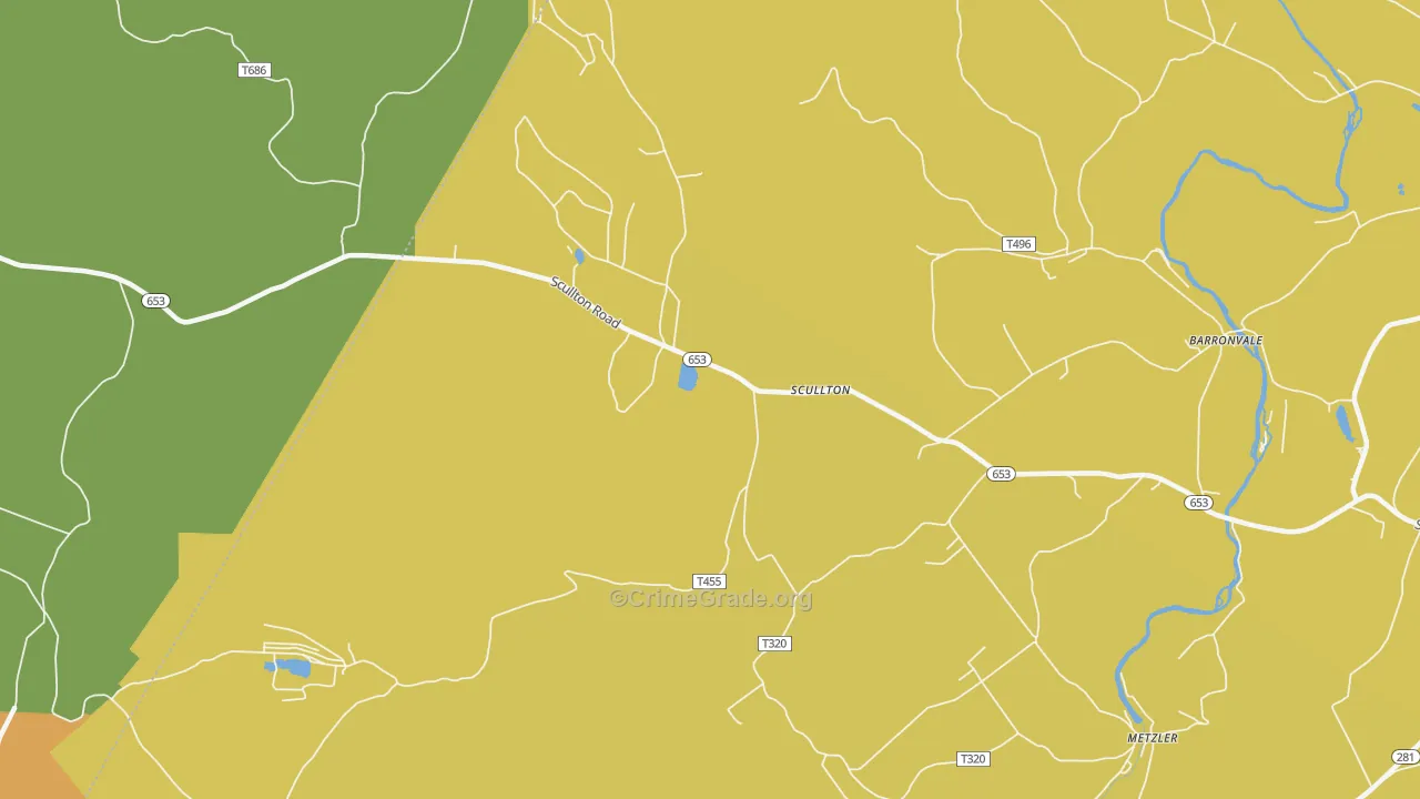 Scullton, PA Map of Theft Rates