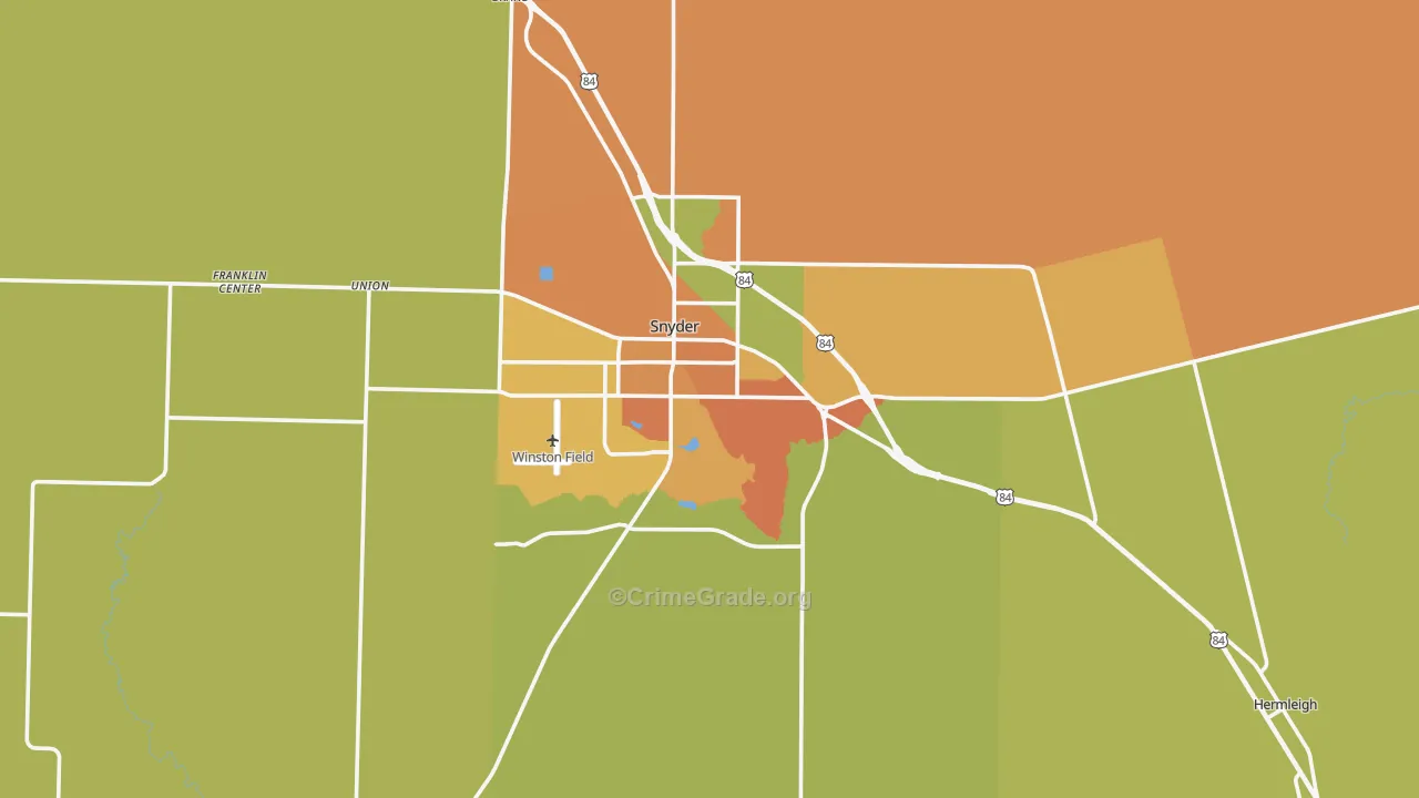 Scurry County, TX Map of Theft Rates