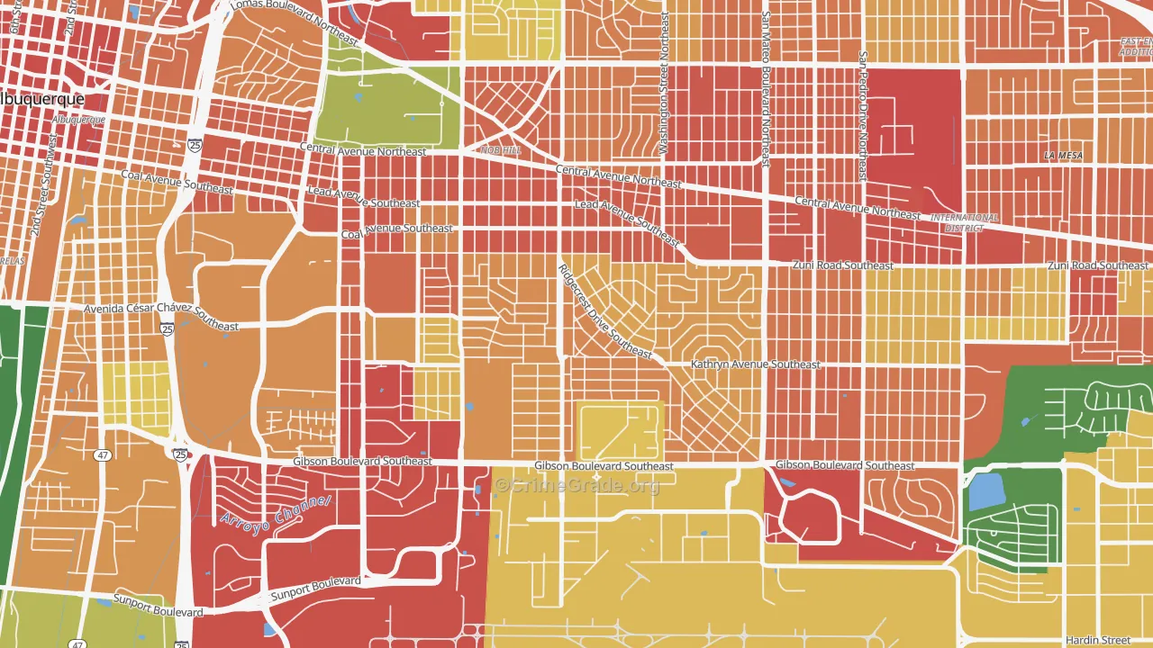 Se Heights, Albuquerque, NM Map of Theft Rates