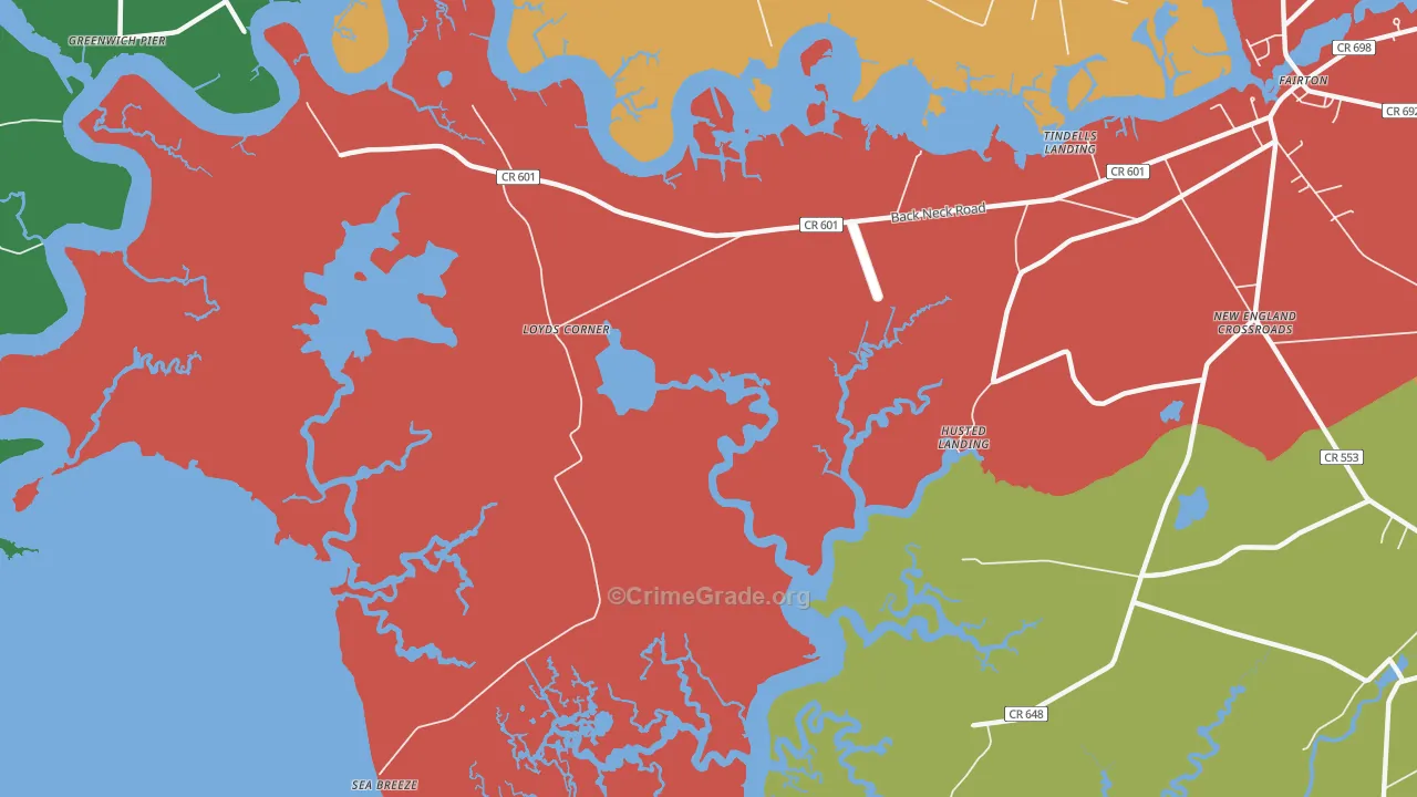Sea Breeze, NJ Map of Theft Rates