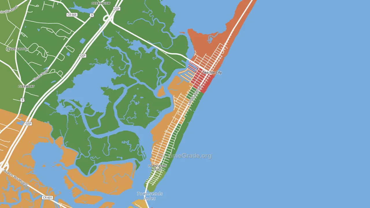Sea Isle City, NJ Map of Theft Rates