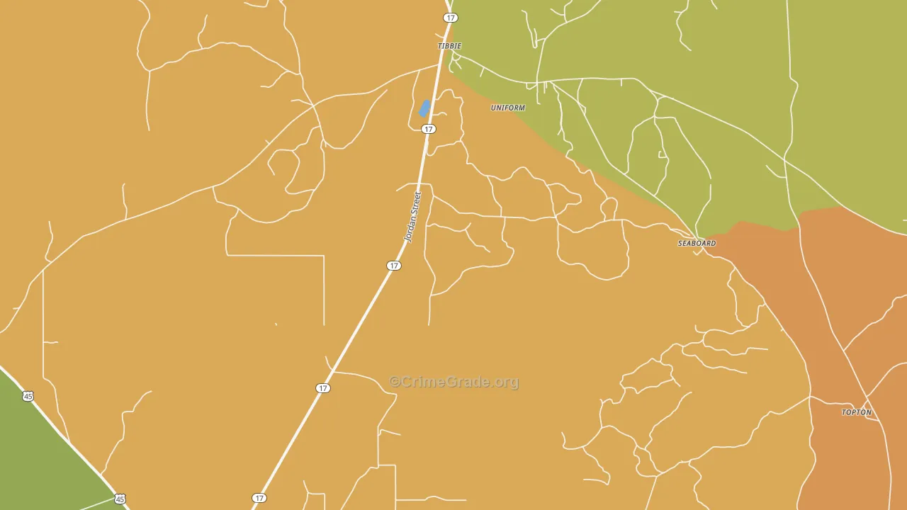 Seaboard, AL Map of Theft Rates
