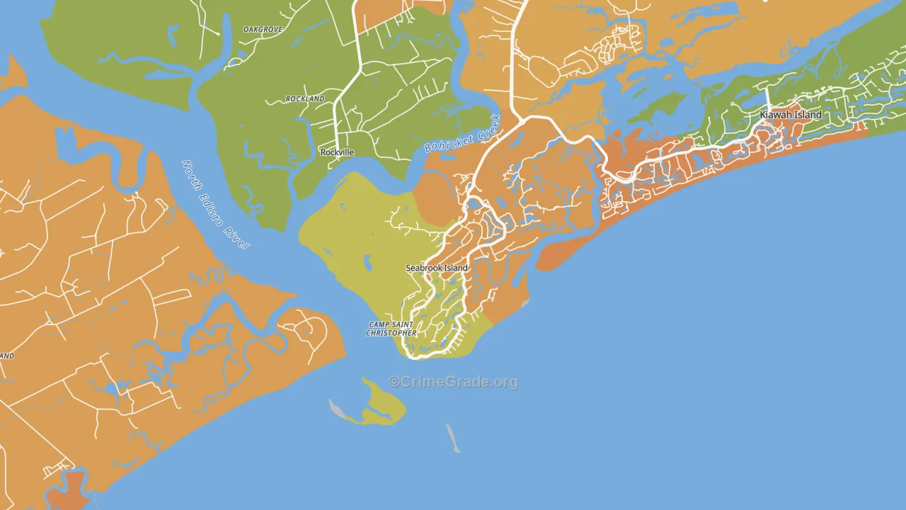 Seabrook Island, SC Map of Theft Rates
