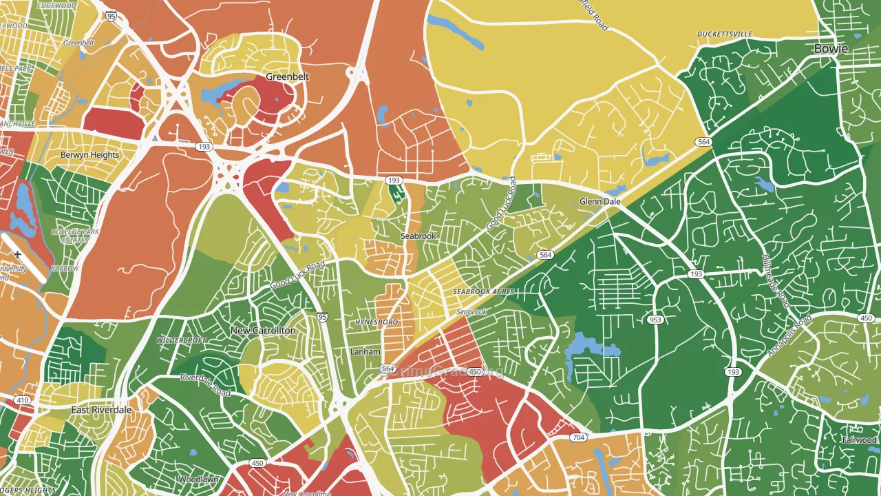 Seabrook, MD Map of Theft Rates