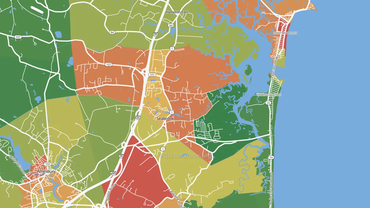 Seabrook, NH Map of Theft Rates