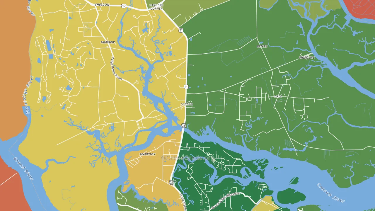 Seabrook, SC Map of Theft Rates