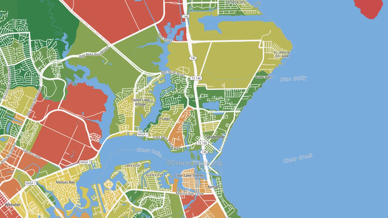 Seabrook, TX Map of Theft Rates