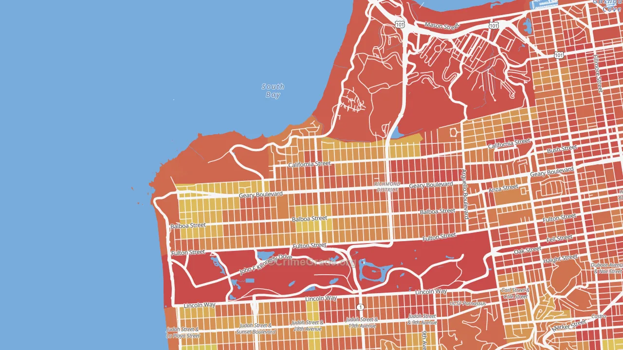 Seacliff, San Francisco, CA Map of Theft Rates