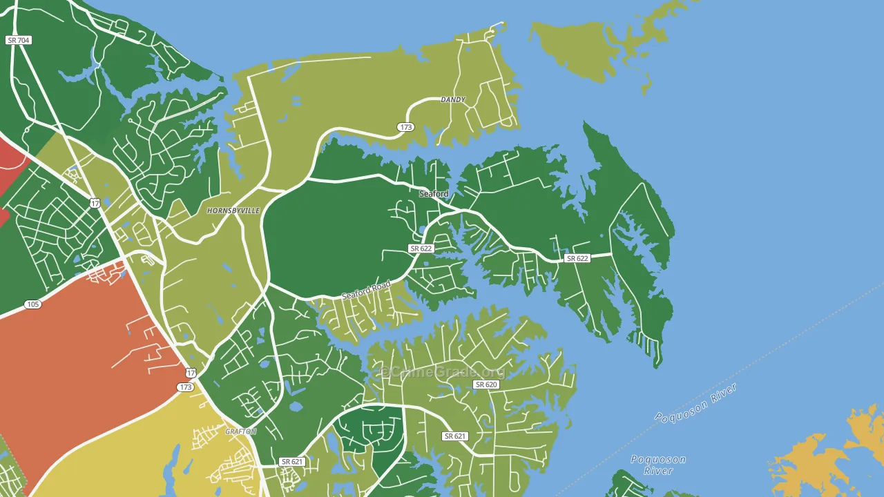 Seaford, VA Map of Theft Rates
