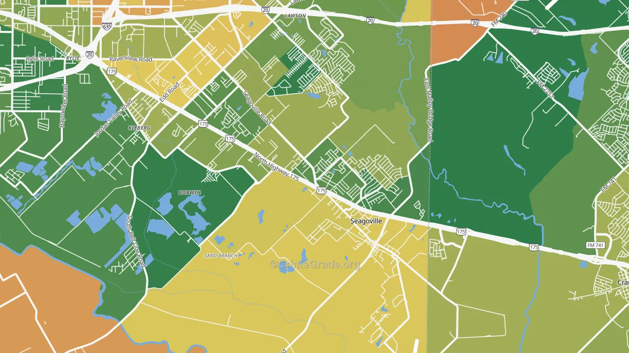Seagoville, TX Map of Theft Rates