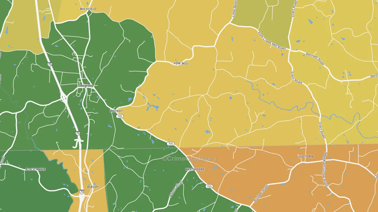 Seagrove, NC Map of Theft Rates