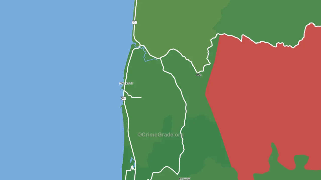 Seal Rock, OR Map of Theft Rates