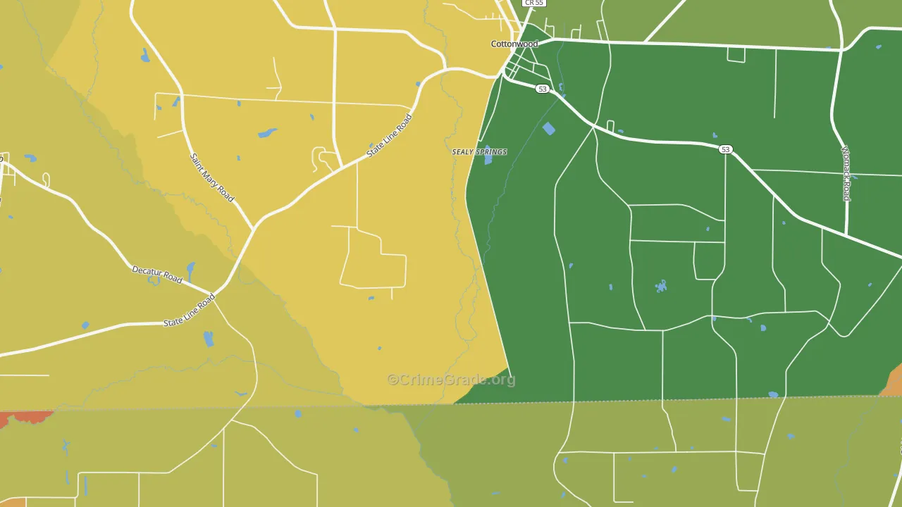 Sealy Springs, AL Map of Theft Rates