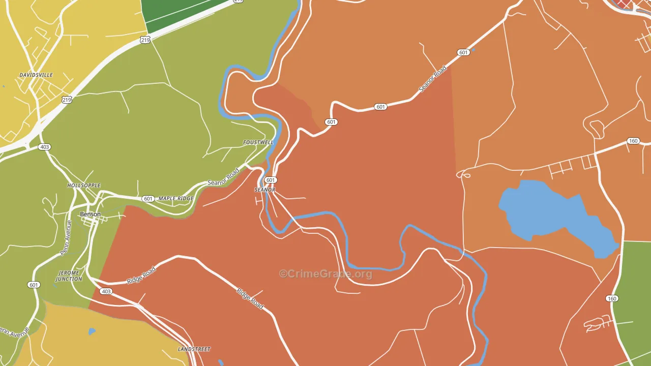 Seanor, PA Map of Theft Rates