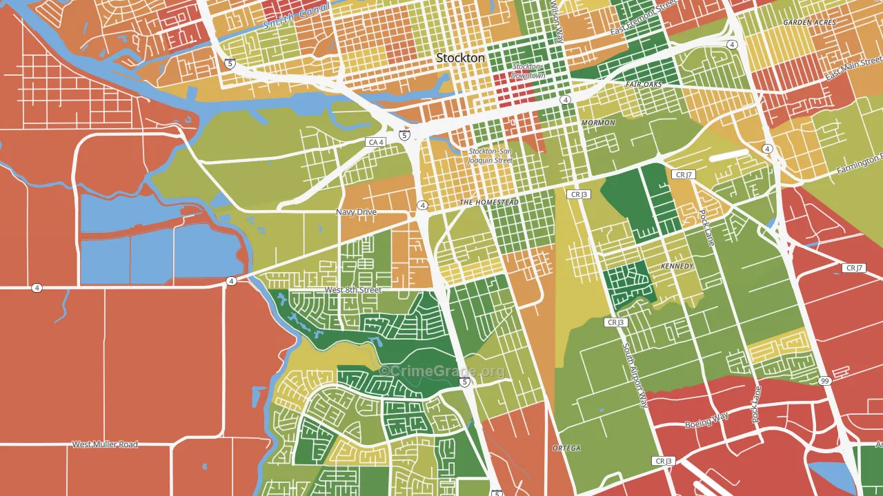 Seaport, Stockton, CA Map of Theft Rates