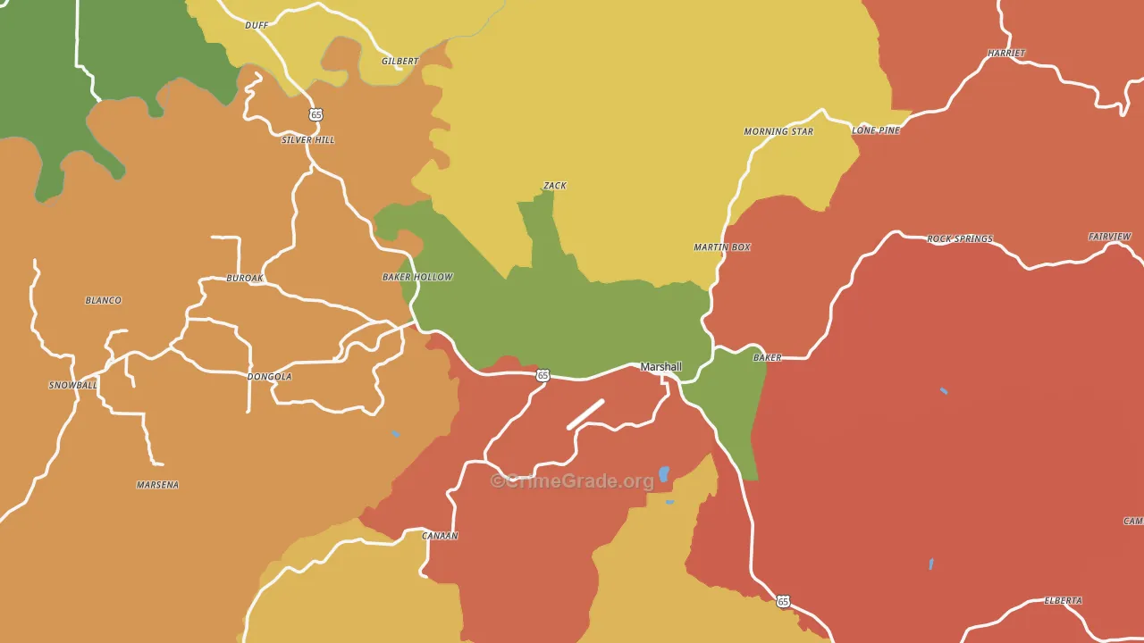 Searcy County, AR Map of Theft Rates