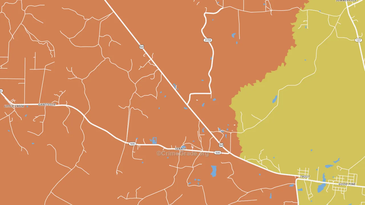 Searcy, LA Map of Theft Rates