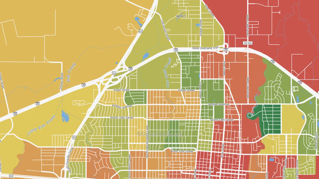 Sears Park Area, Abilene, TX Map of Theft Rates