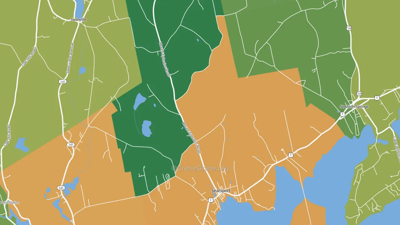 Searsport, ME Map of Theft Rates