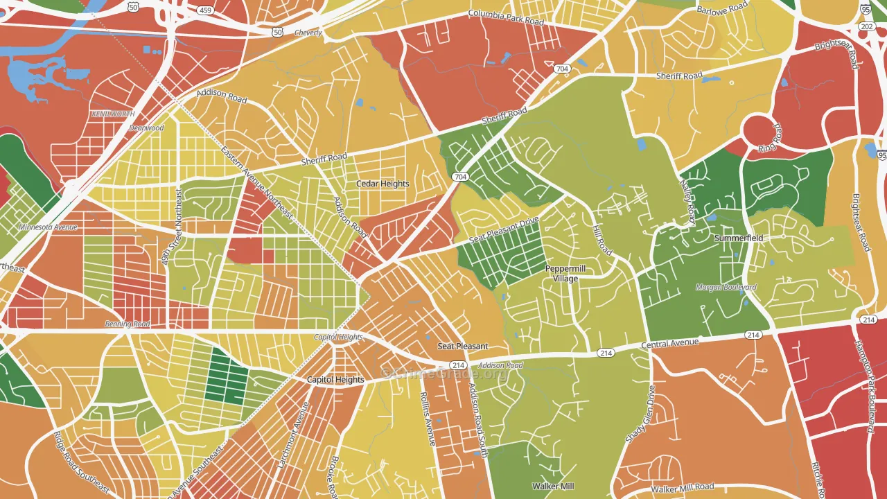 Seat Pleasant, MD Map of Theft Rates