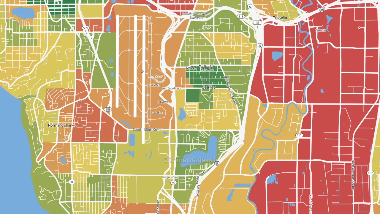 SeaTac, WA Map of Theft Rates