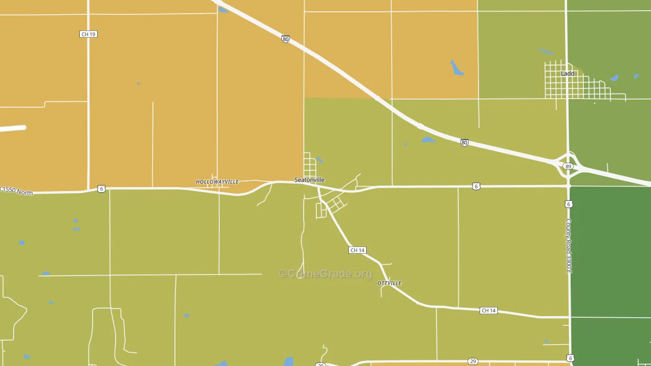 Seatonville, IL Map of Theft Rates