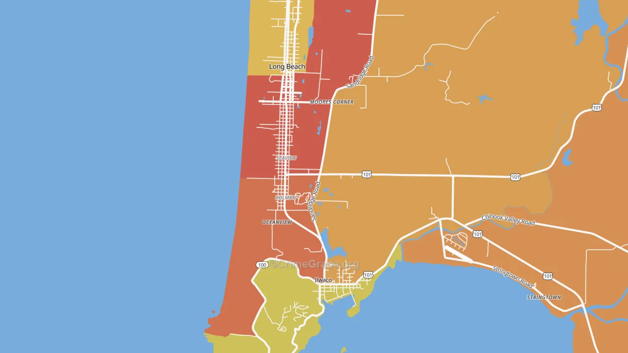 Seaview, WA Map of Theft Rates