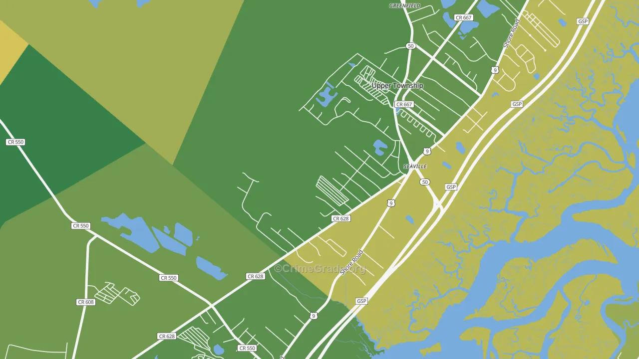 Seaville, NJ Map of Theft Rates