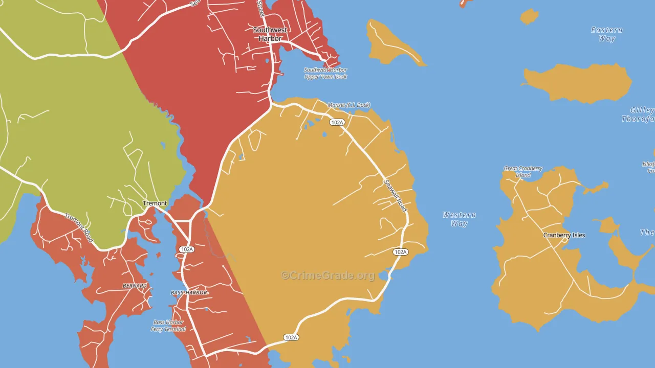 Seawall, ME Map of Theft Rates