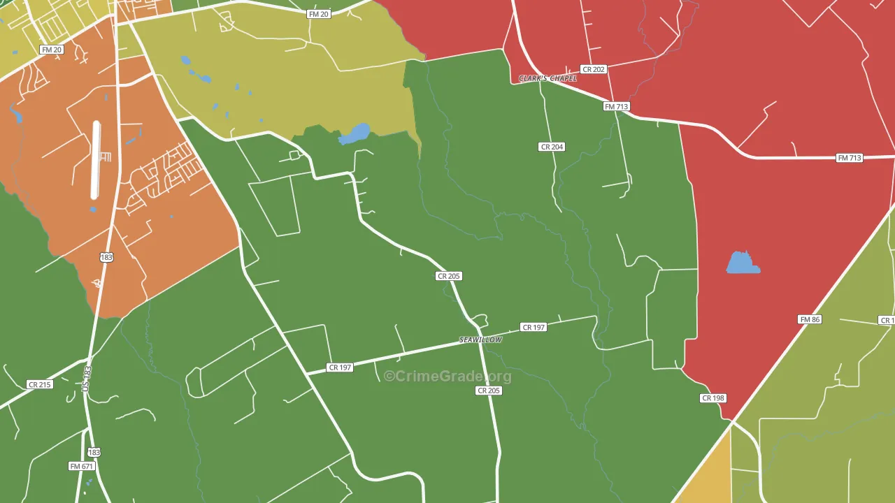 Seawillow, TX Map of Theft Rates