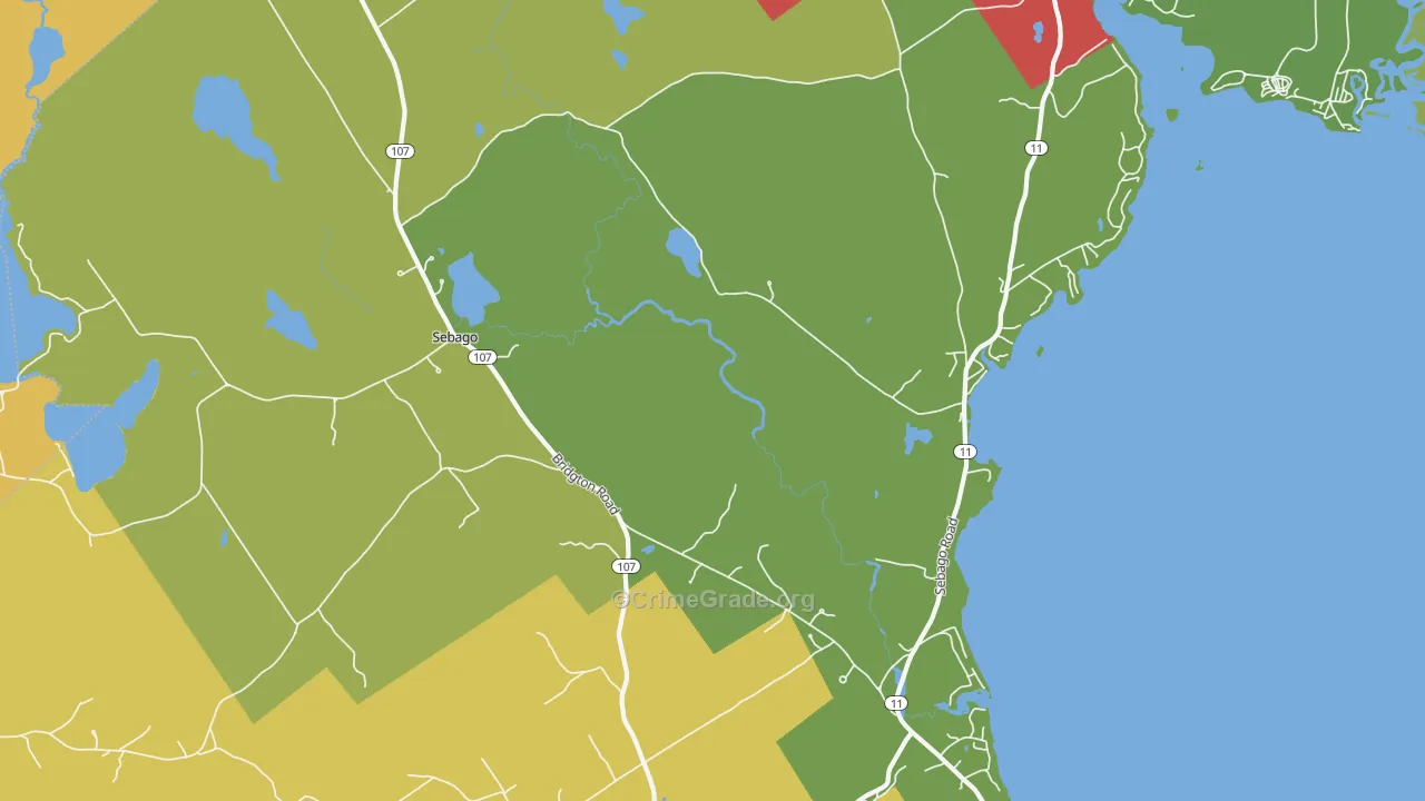 Sebago, ME Map of Theft Rates