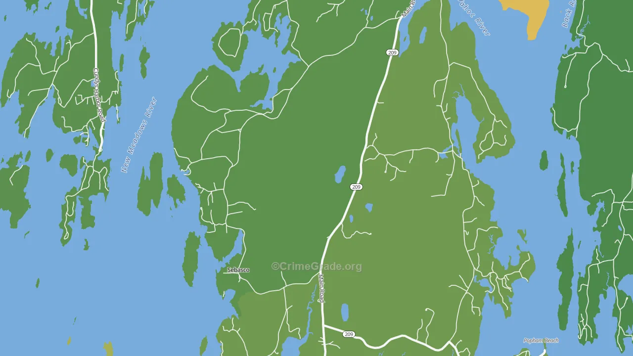 Sebasco Estates, ME Map of Theft Rates