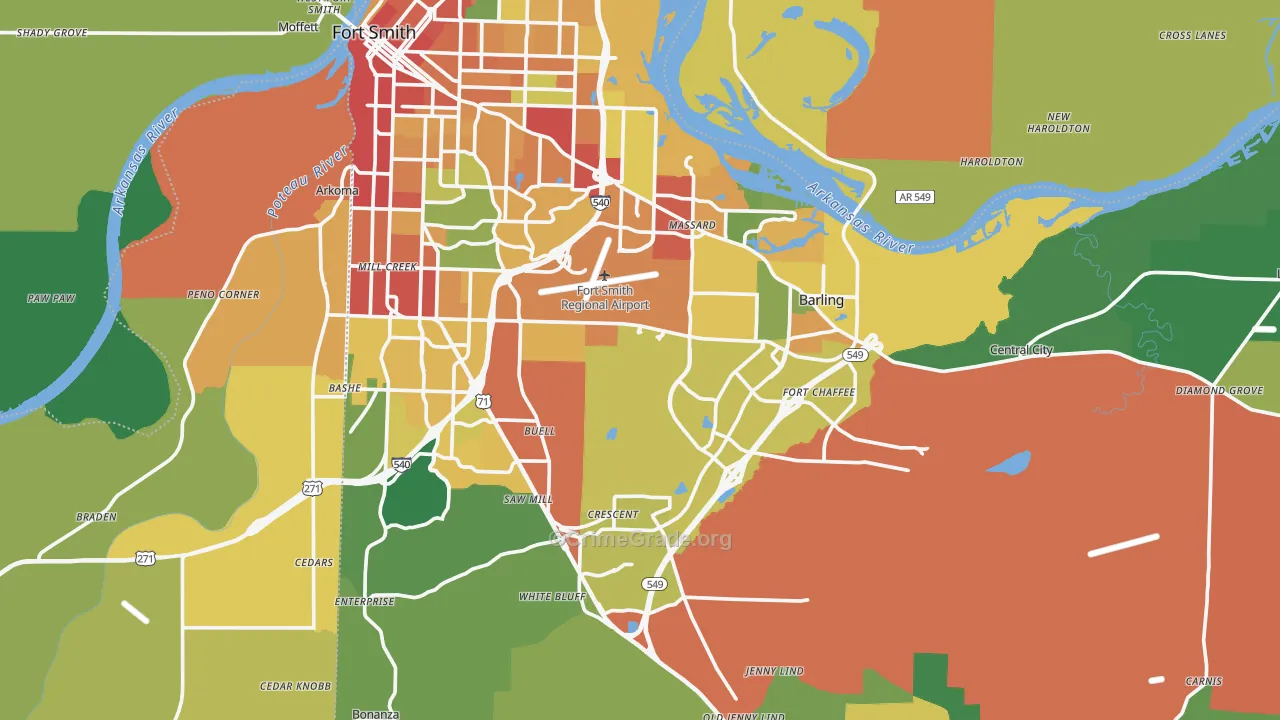 Sebastian County, AR Map of Theft Rates